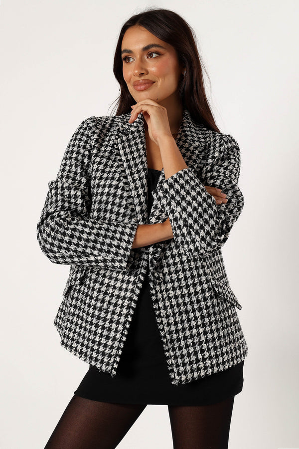 OUTERWEAR @Leighton Houndstooth Blazer - Cream