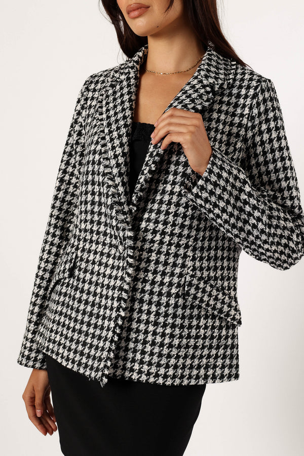 OUTERWEAR @Leighton Houndstooth Blazer - Cream