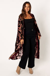 OUTERWEAR @Lennon Velvet Duster - Floral