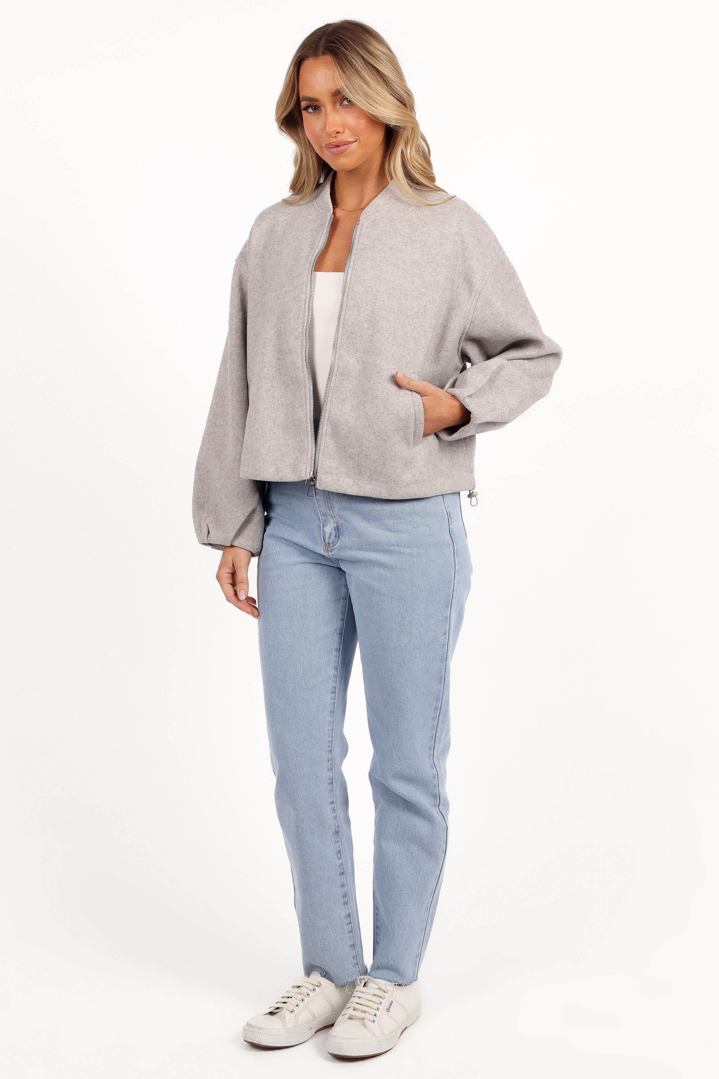 OUTERWEAR Liv Zip Front Jacket - Grey