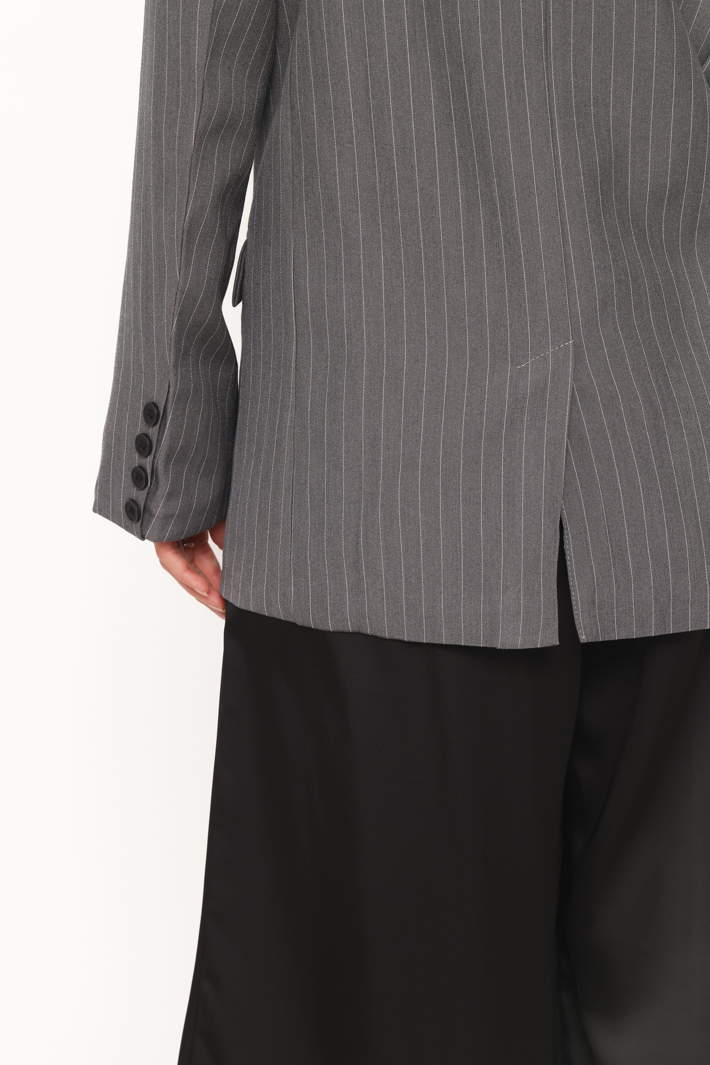 OUTERWEAR Livia Striped Blazer - Charcoal