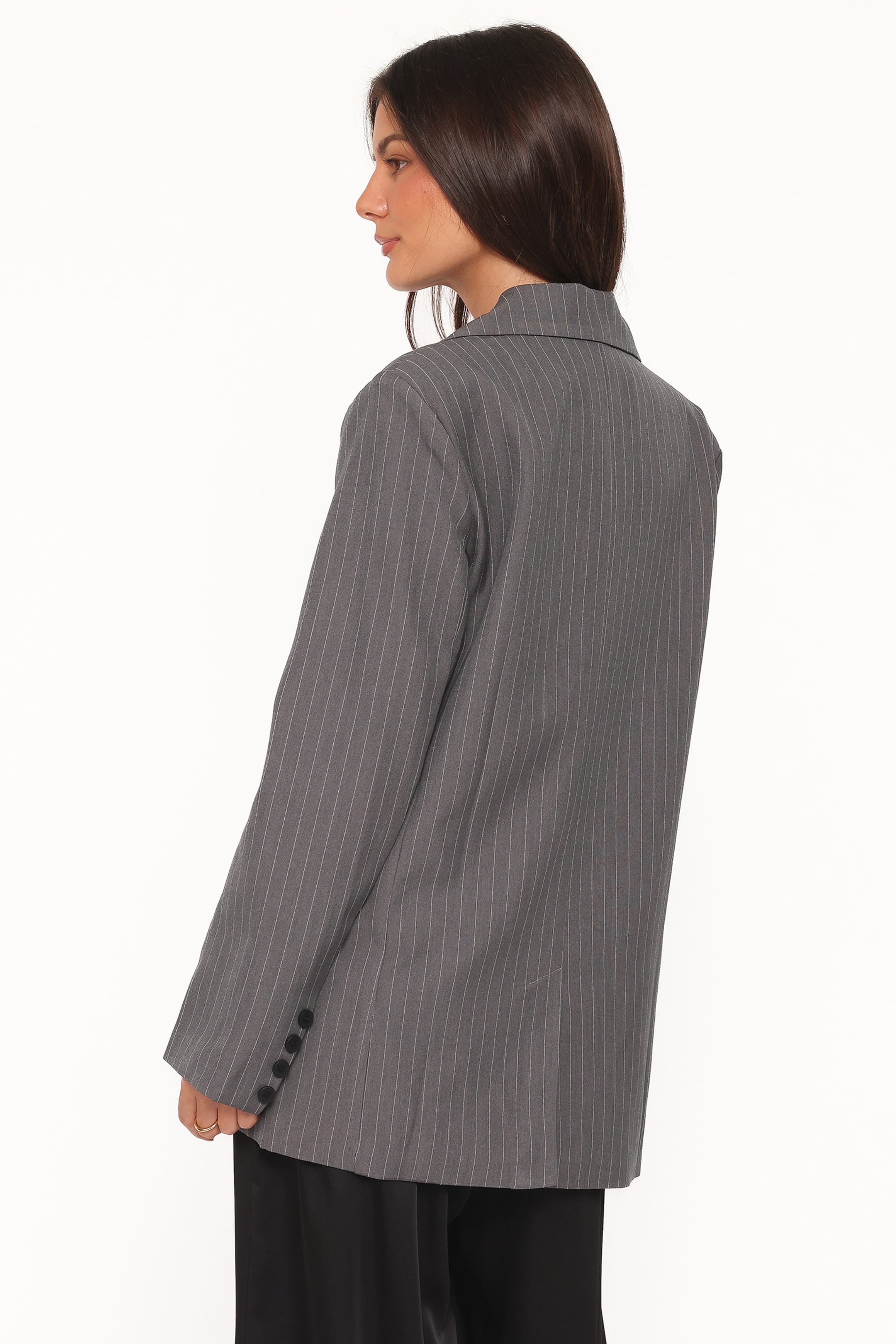 OUTERWEAR Livia Striped Blazer - Charcoal