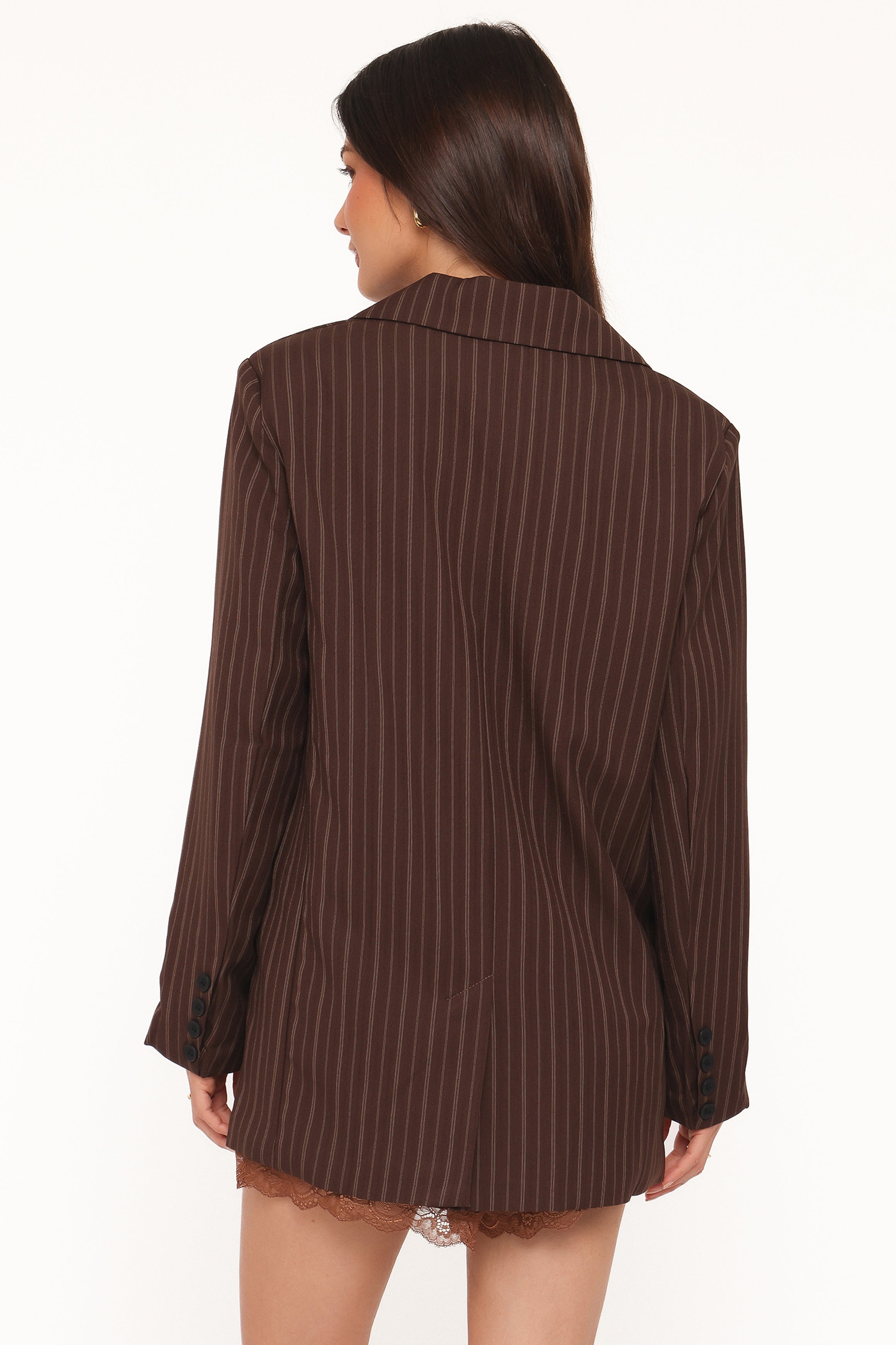 OUTERWEAR Livia Striped Blazer - Chocolate