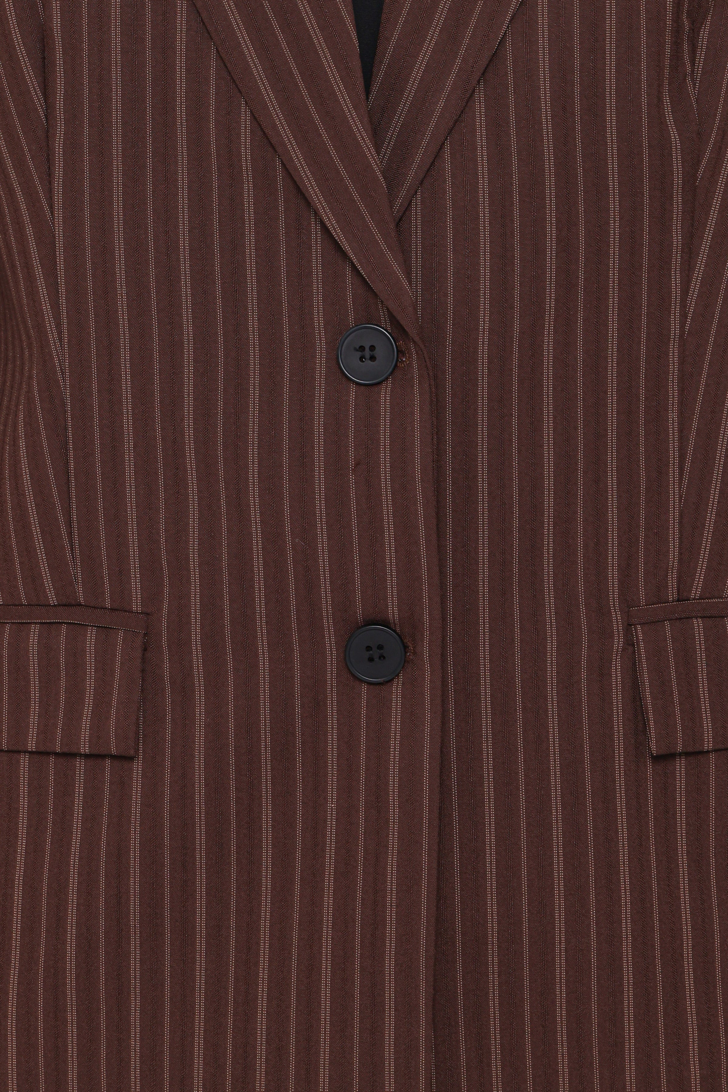OUTERWEAR Livia Striped Blazer - Chocolate