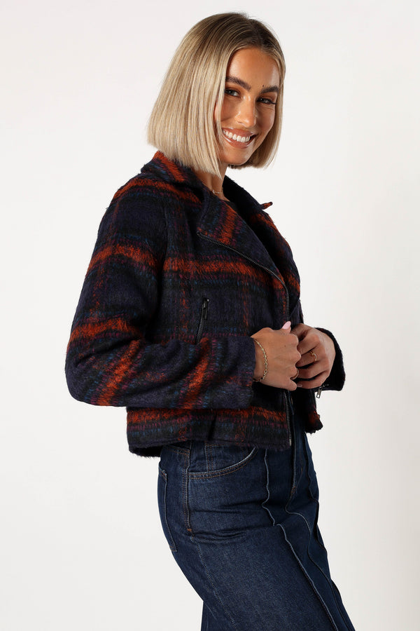 OUTERWEAR @Logan Plaid Jacket - Navy/Teal