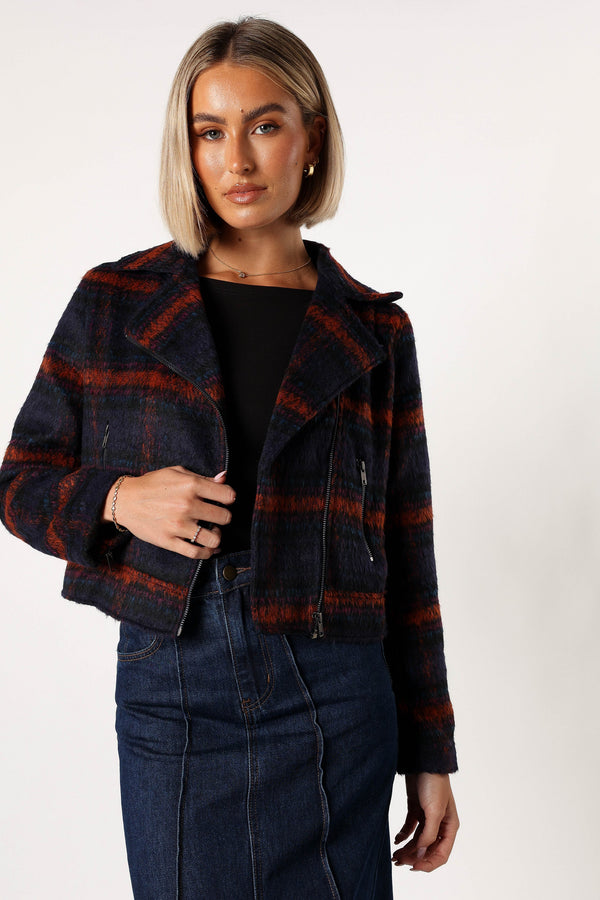 OUTERWEAR @Logan Plaid Jacket - Navy/Teal