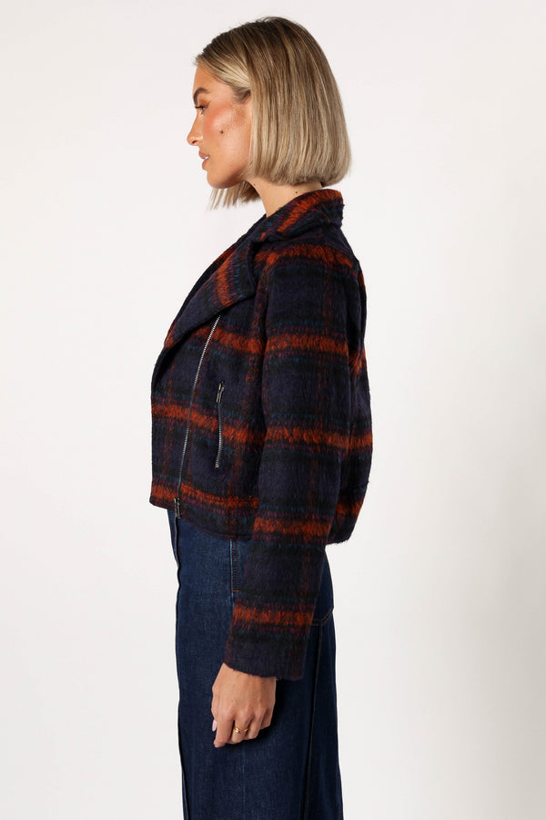 OUTERWEAR @Logan Plaid Jacket - Navy/Teal