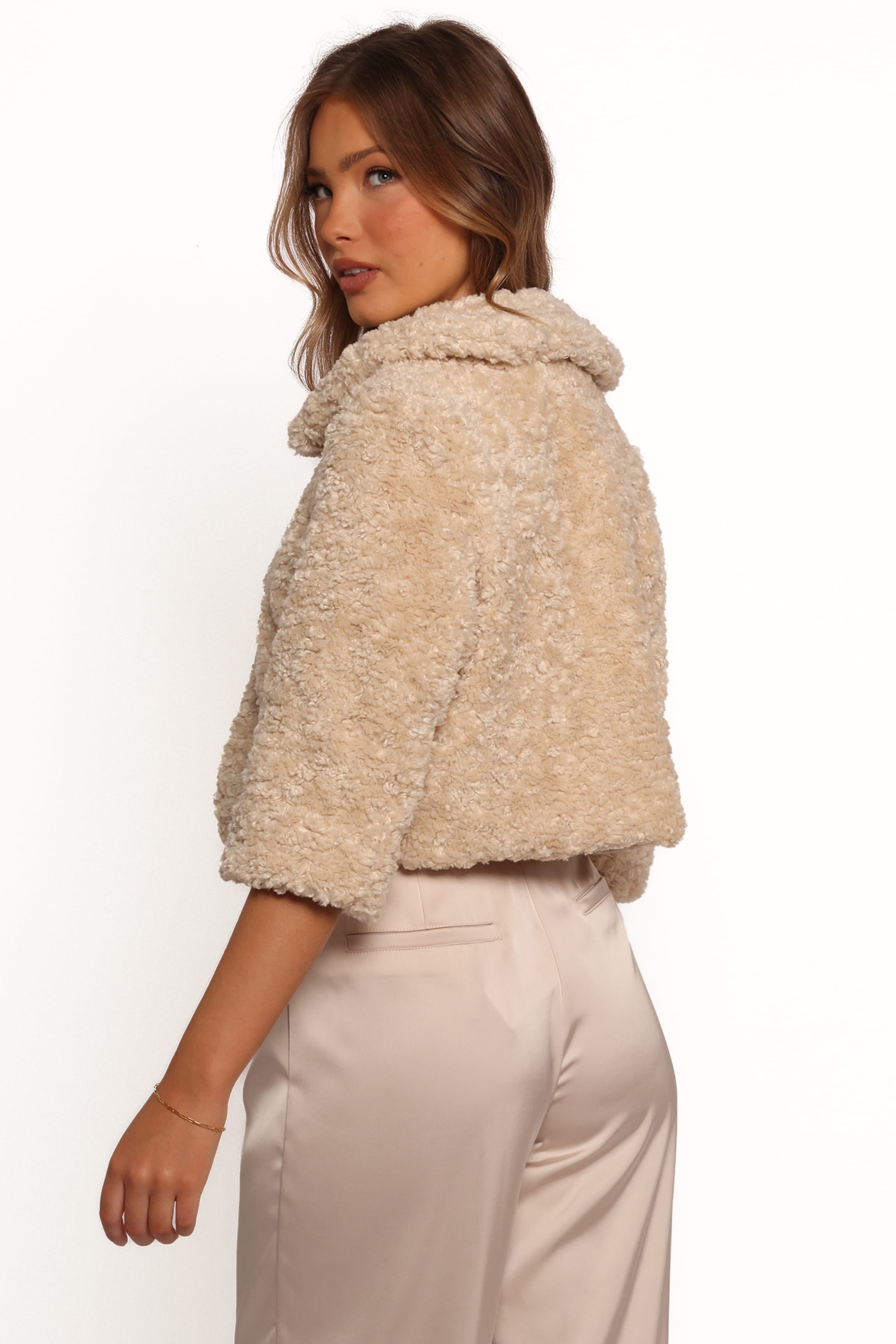 OUTERWEAR Lucie Faux Fur Crop Jacket - Cream