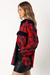 OUTERWEAR @Lucille Plaid Shacket - Red/Navy