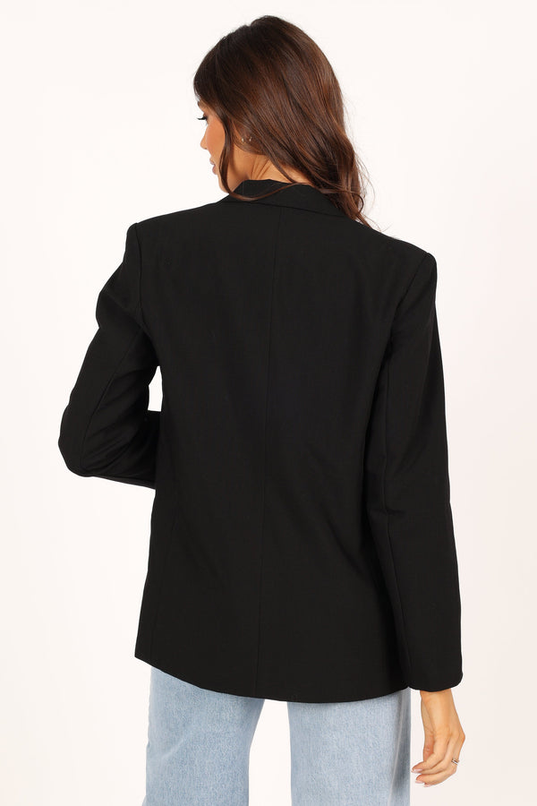 Outerwear @Luna Open Front Blazer - Black