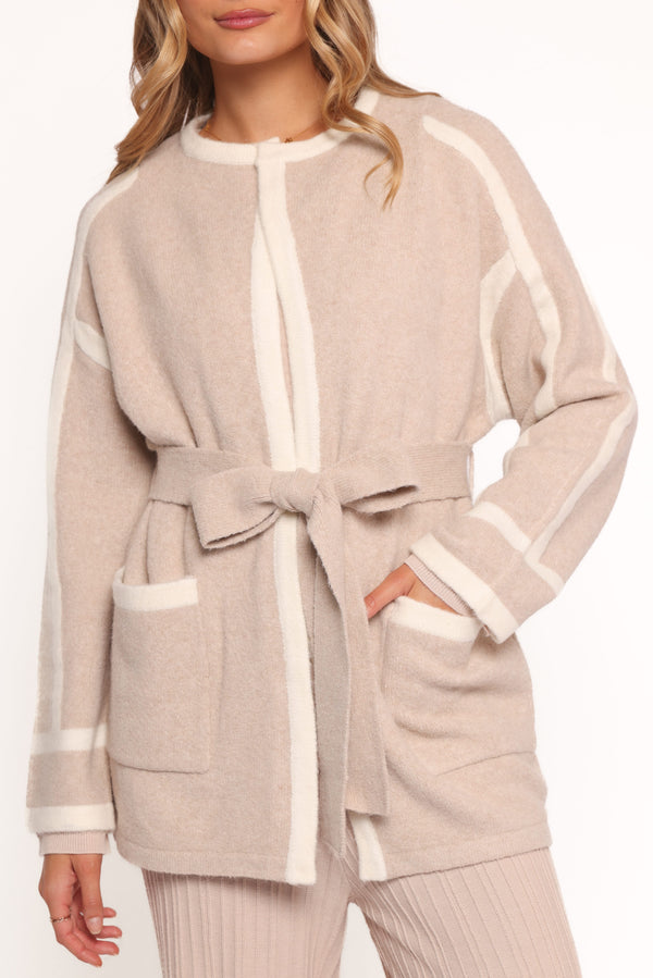 OUTERWEAR Maloney Tie Front Coatigan - Beige