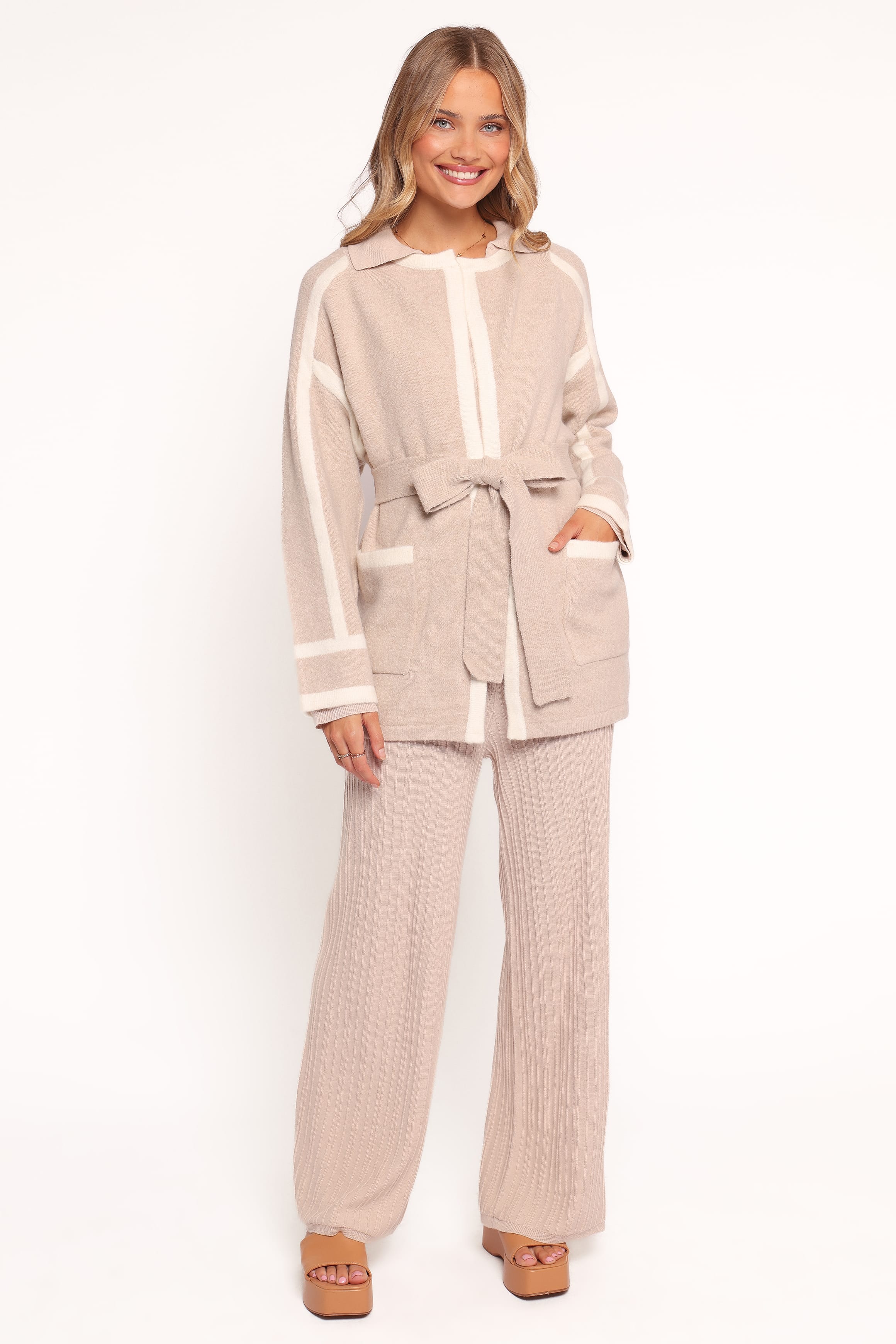 OUTERWEAR Maloney Tie Front Coatigan - Beige