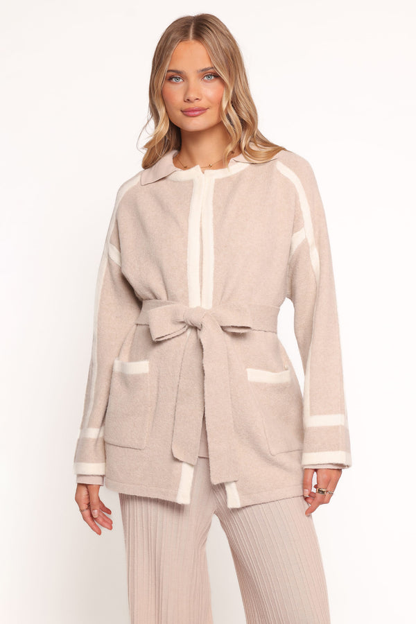 OUTERWEAR Maloney Tie Front Coatigan - Beige