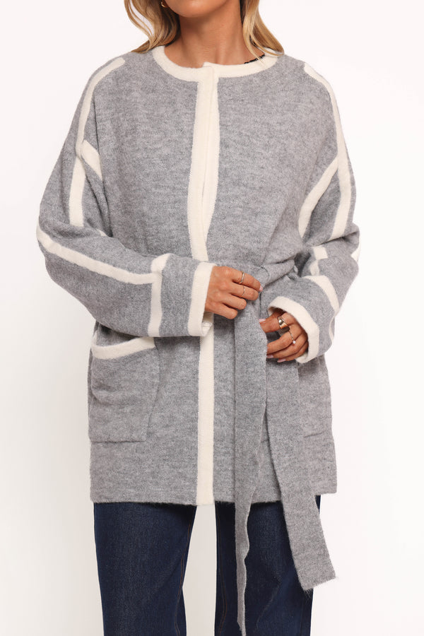 OUTERWEAR Maloney Tie Front Coatigan - Grey