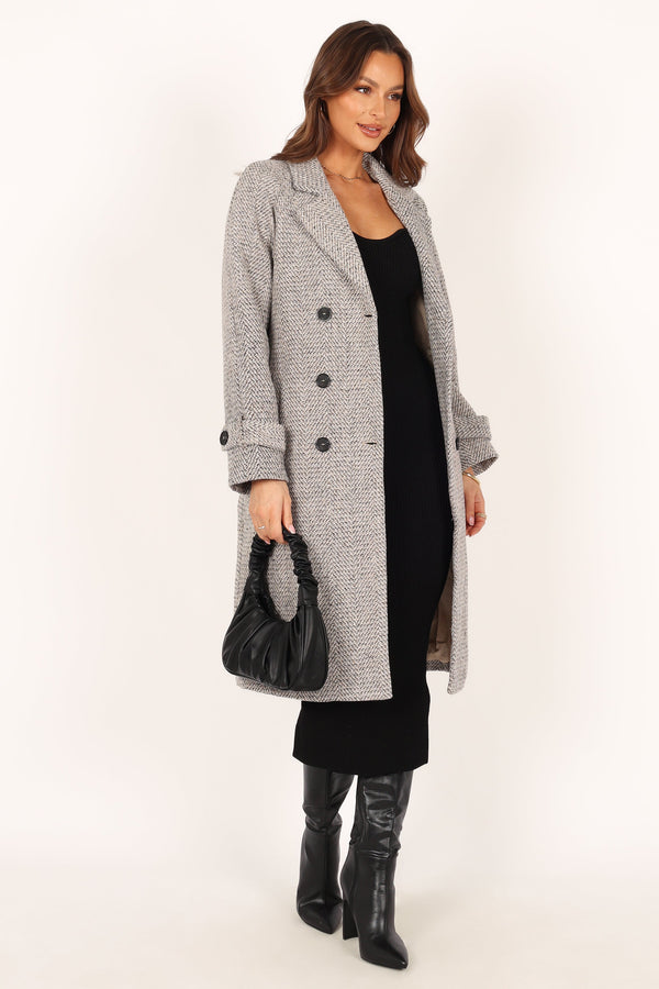 Outerwear @Matilda Tweed Coat - Grey