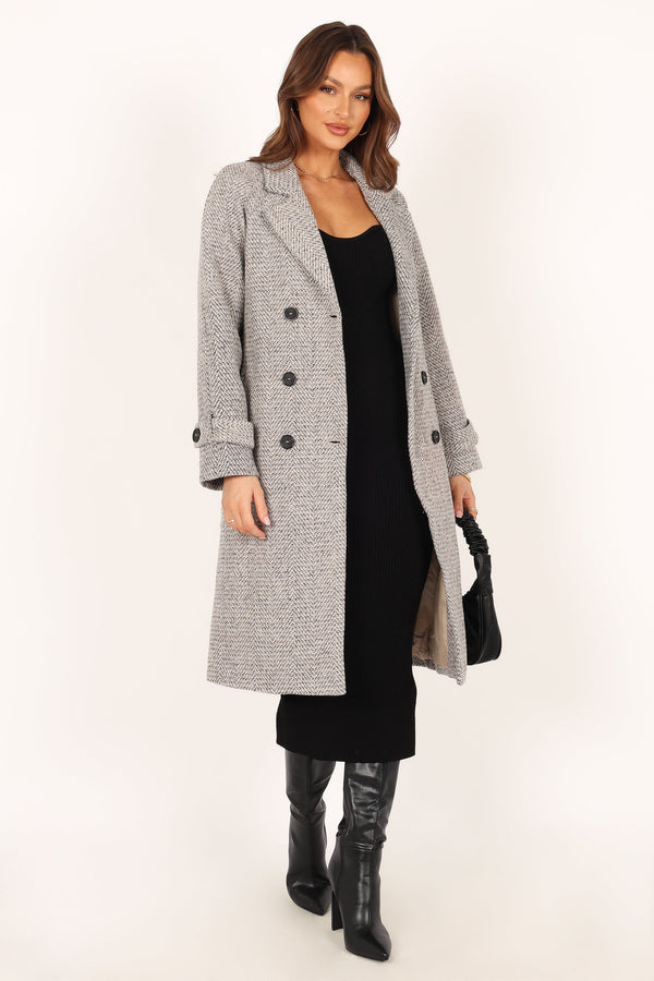 Outerwear @Matilda Tweed Coat - Grey