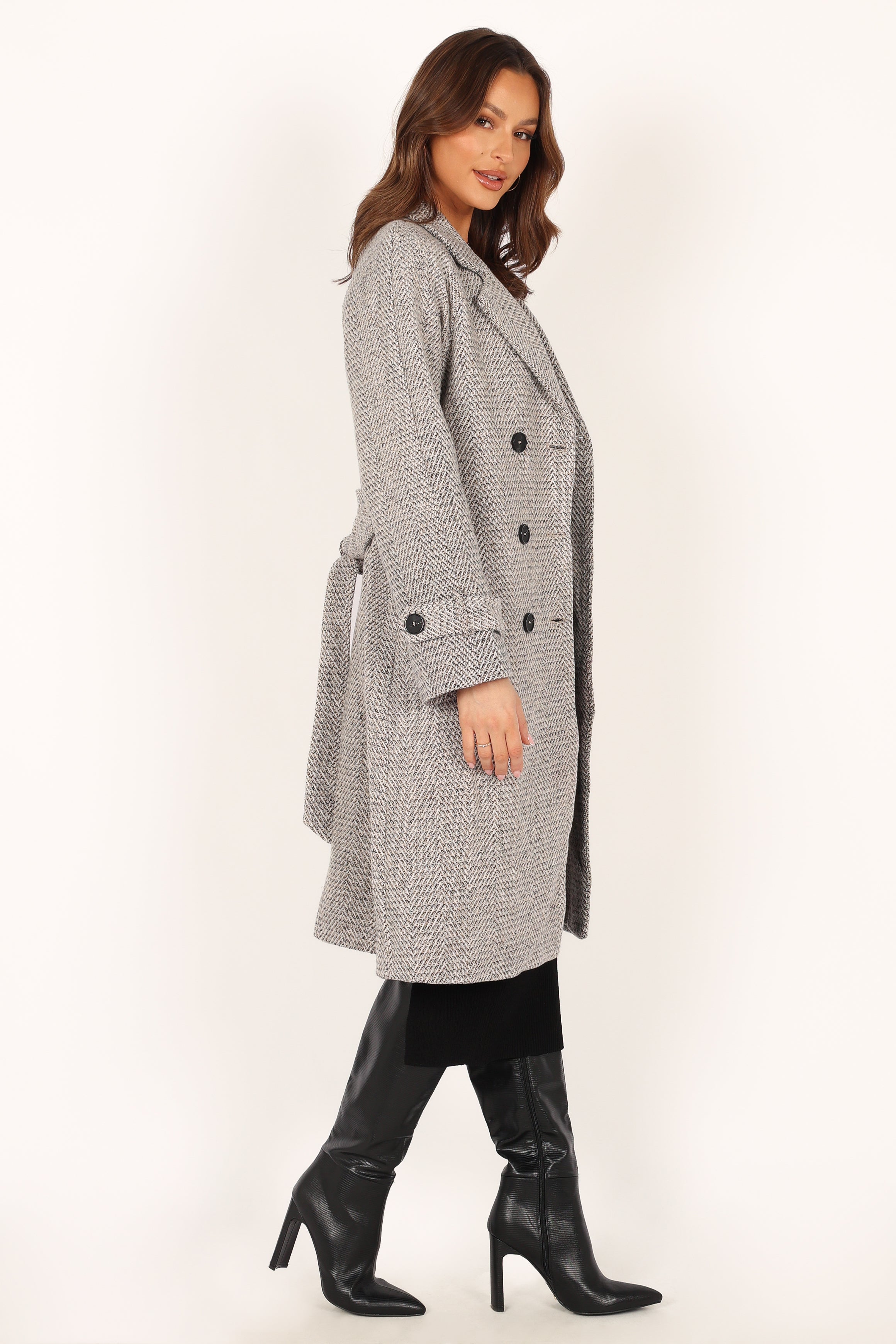 Outerwear @Matilda Tweed Coat - Grey