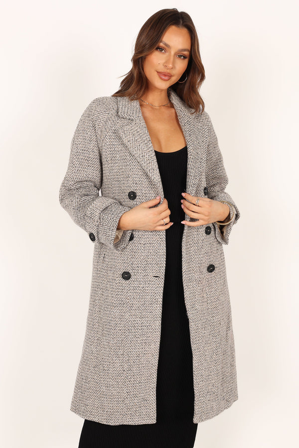 Outerwear @Matilda Tweed Coat - Grey