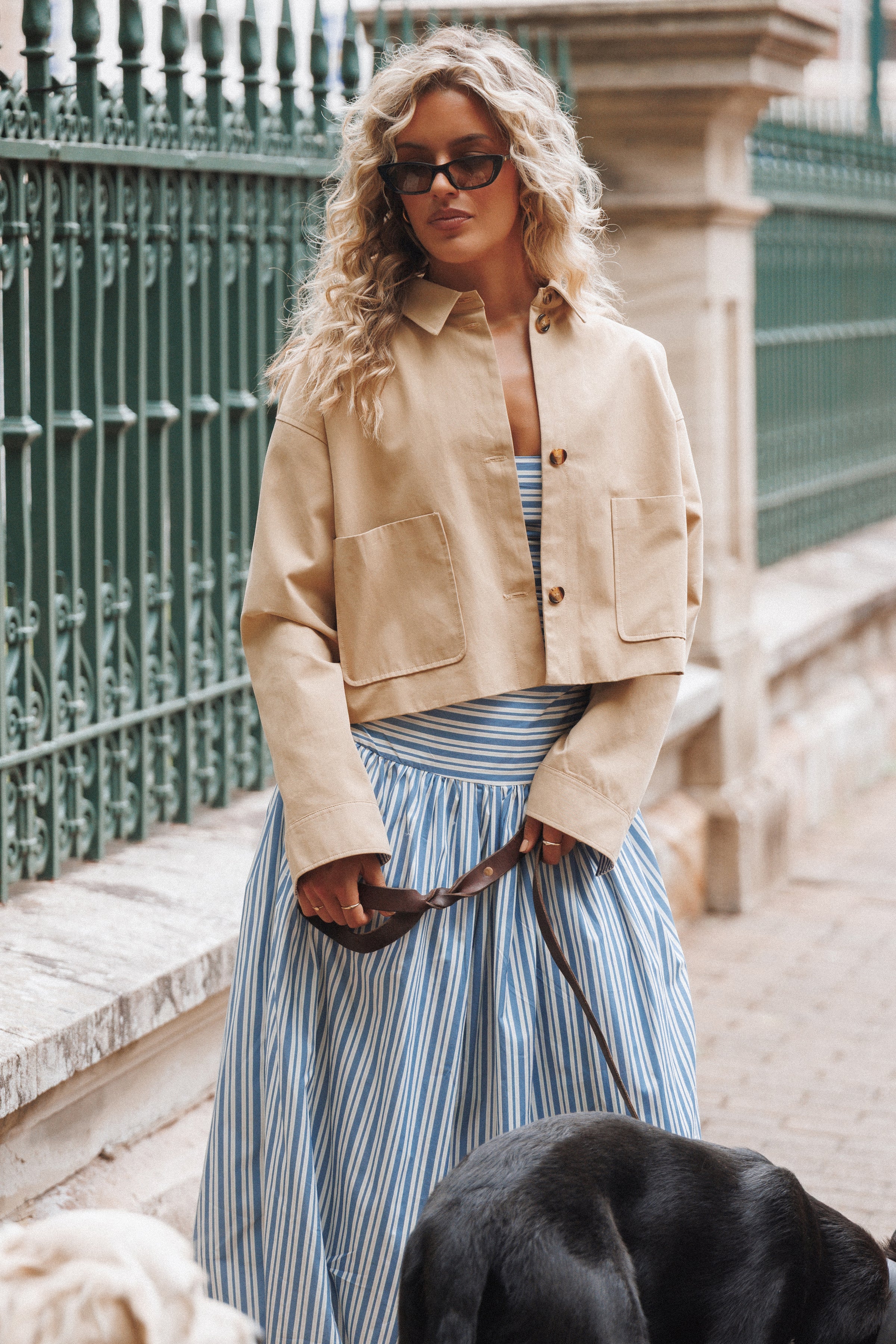 OUTERWEAR Mattie Cropped Trucker Jacket - Taupe