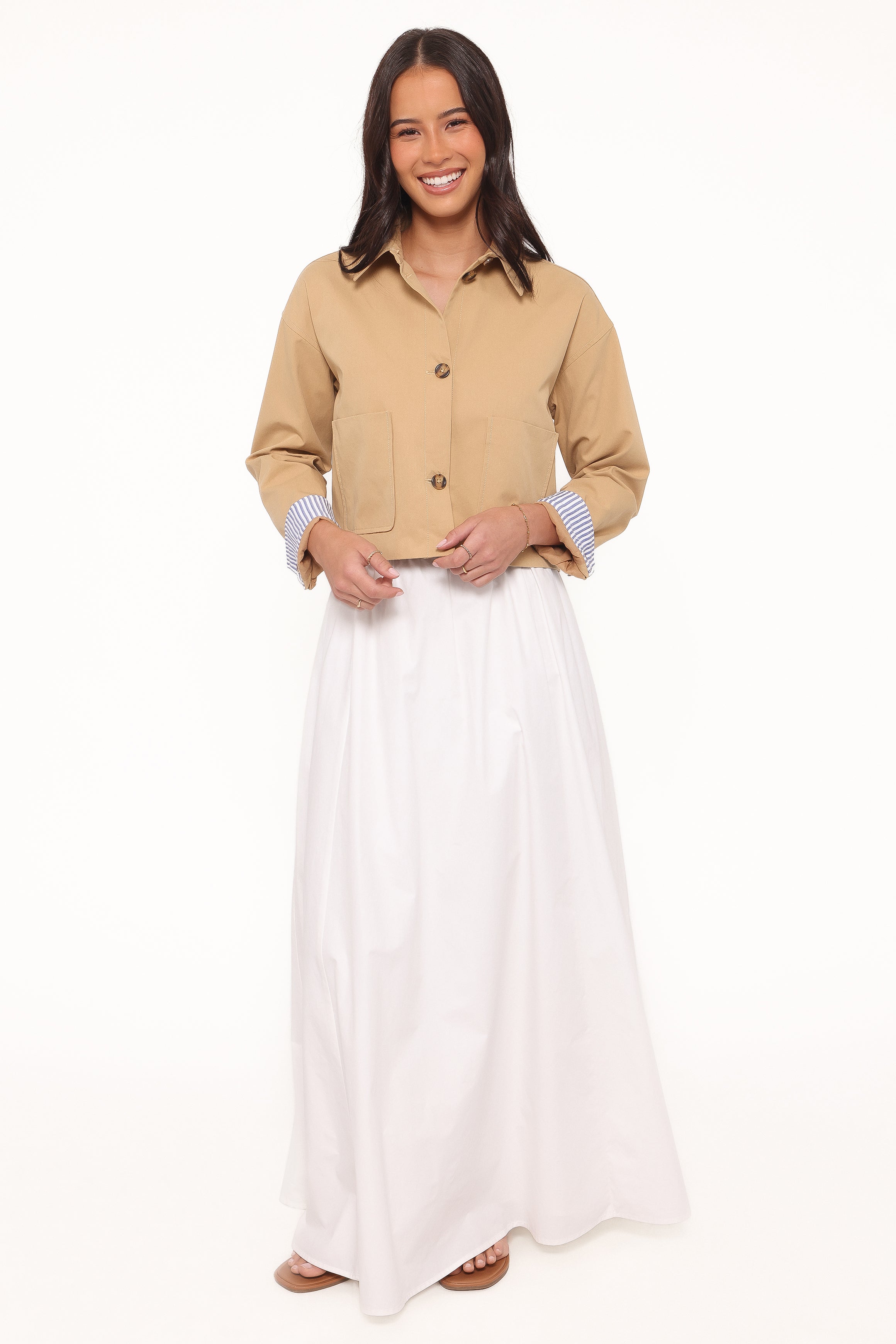 OUTERWEAR Mattie Cropped Trucker Jacket - Taupe