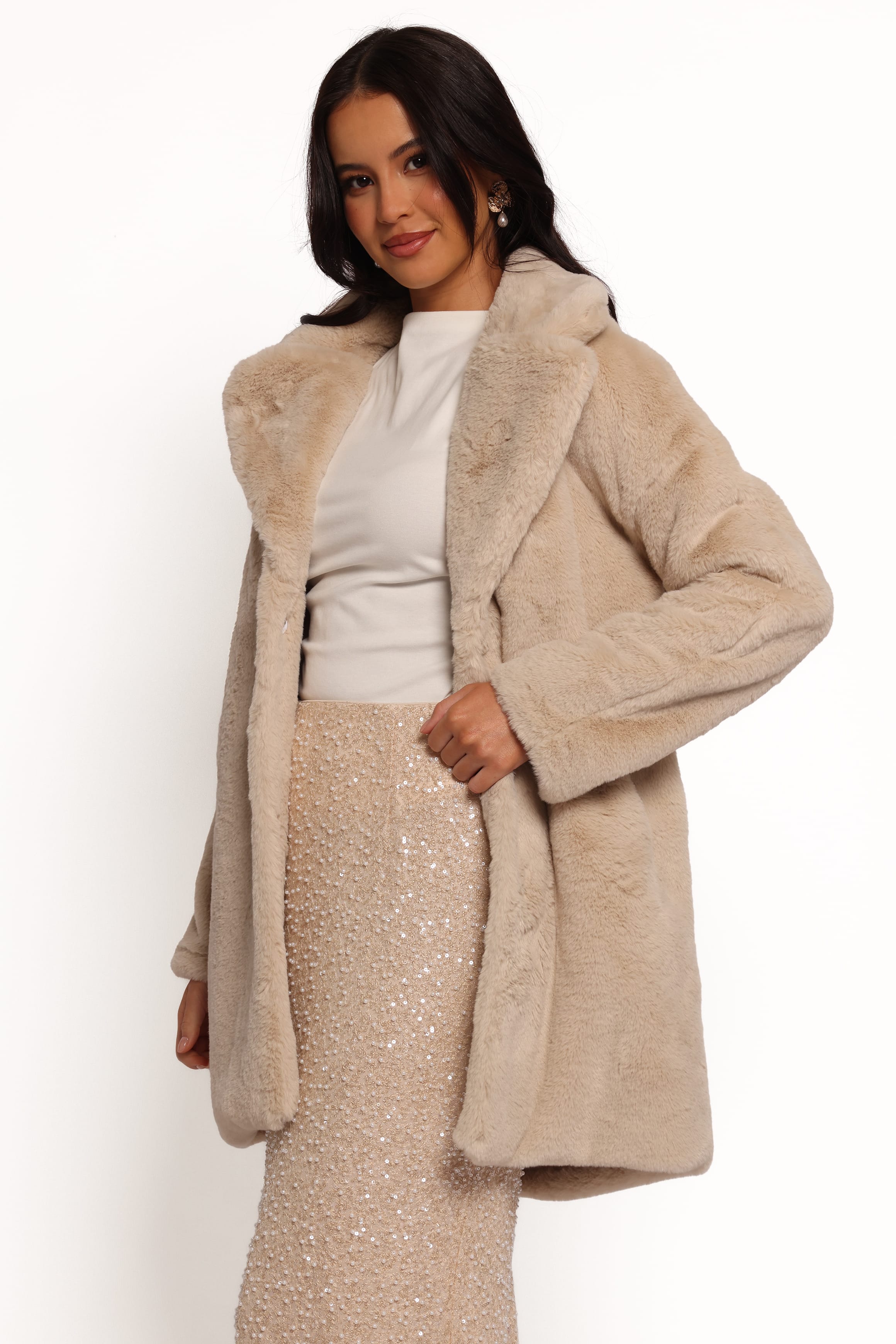 OUTERWEAR Meeka Faux Fur Jacket - Beige