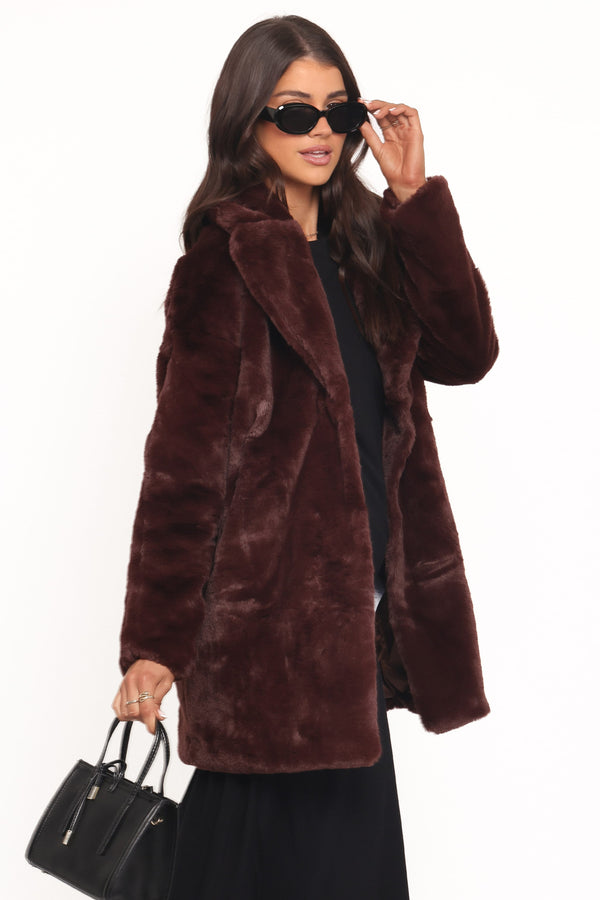 OUTERWEAR Meeka Faux Fur Jacket - Burgundy
