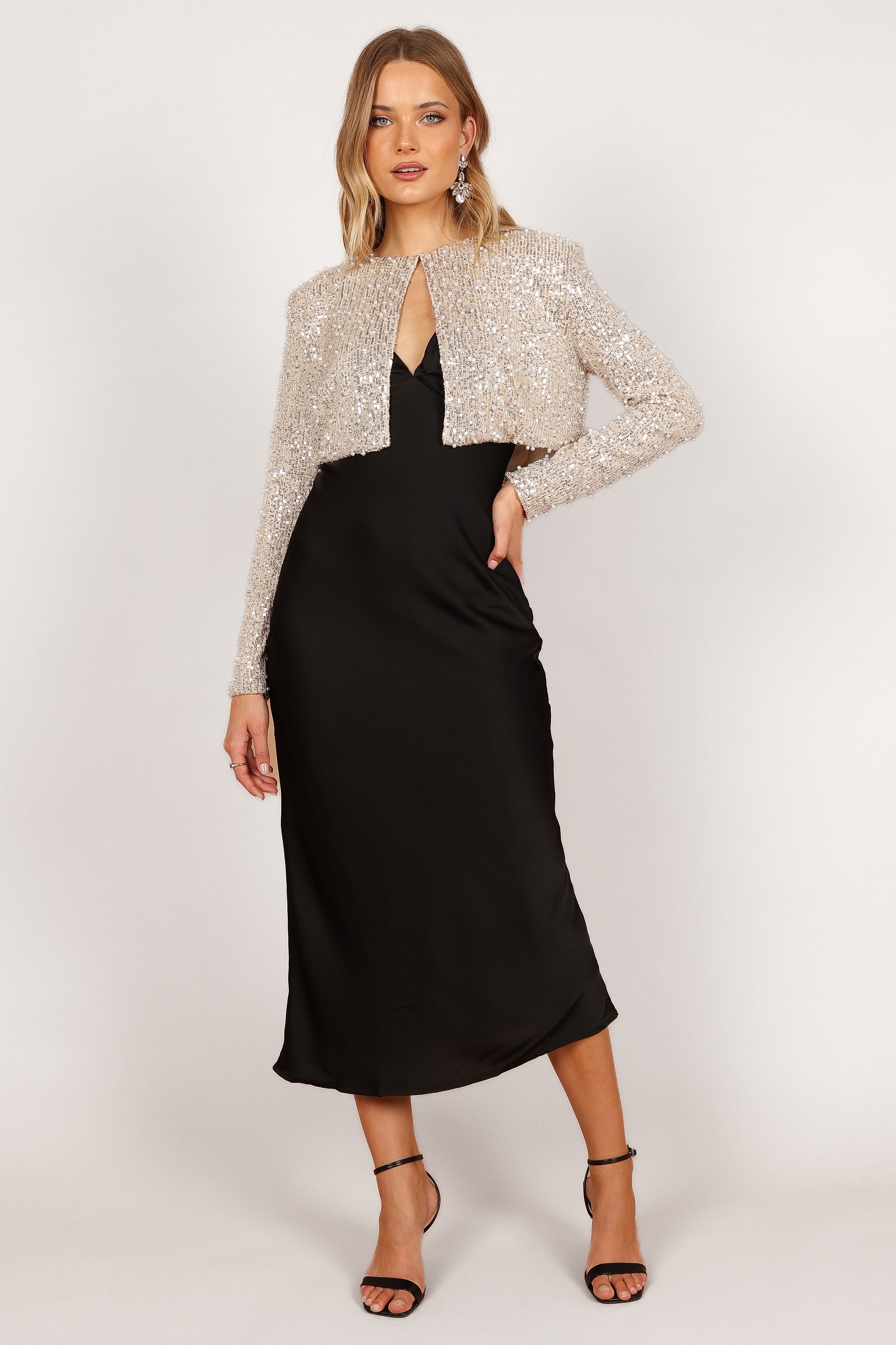 Outerwear Monica Allover Pearl Crop Jacket - Nude