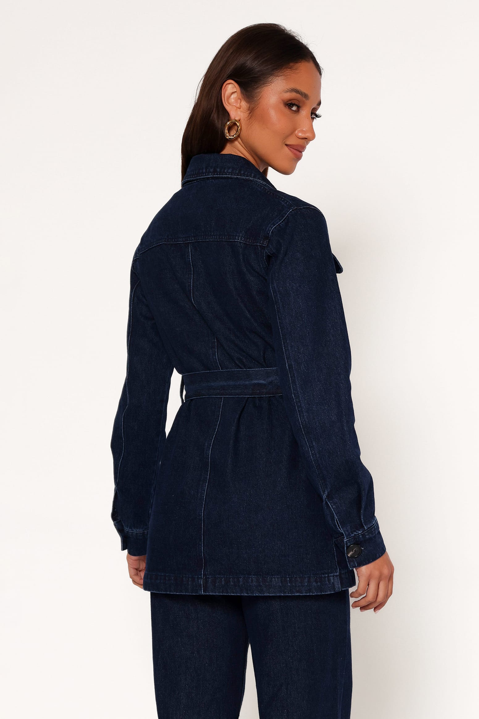 OUTERWEAR Nadine Tie Waist Button Front Jacket - Denim