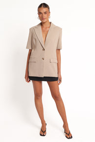 OUTERWEAR Nora Short Sleeve Blazer - Beige