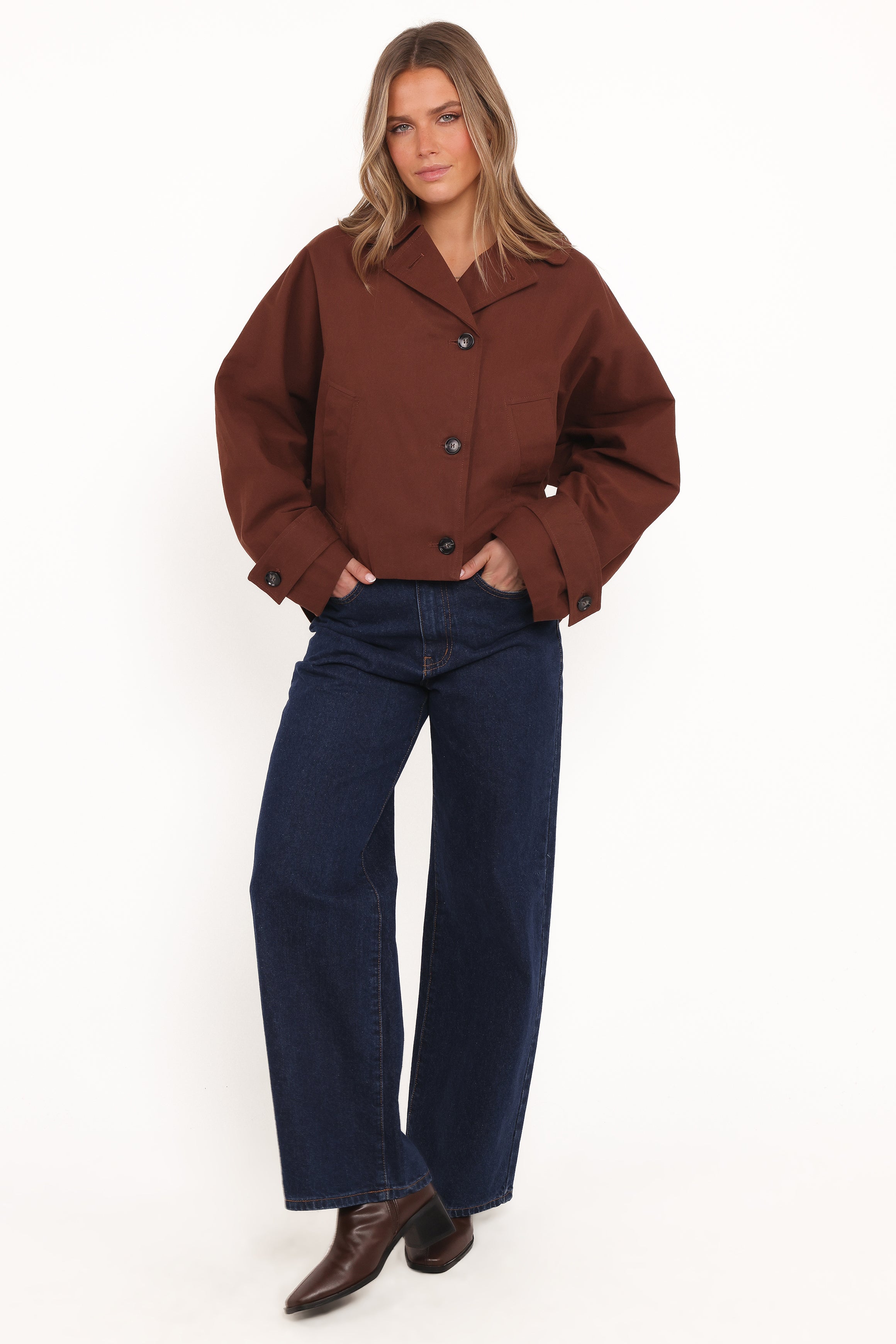 OUTERWEAR Notion Cropped Trench - Espresso