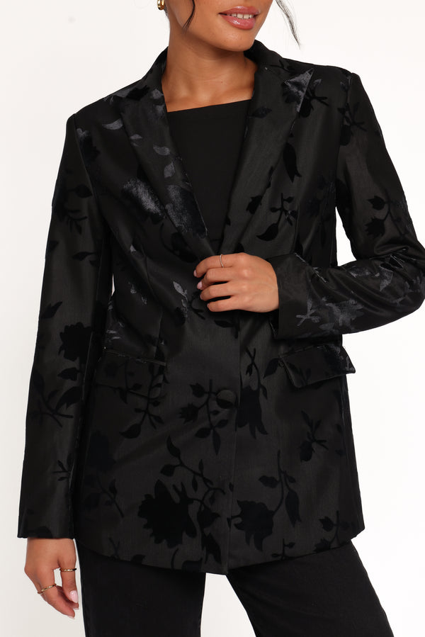 OUTERWEAR Ollie Burnout Blazer - Black Velvet