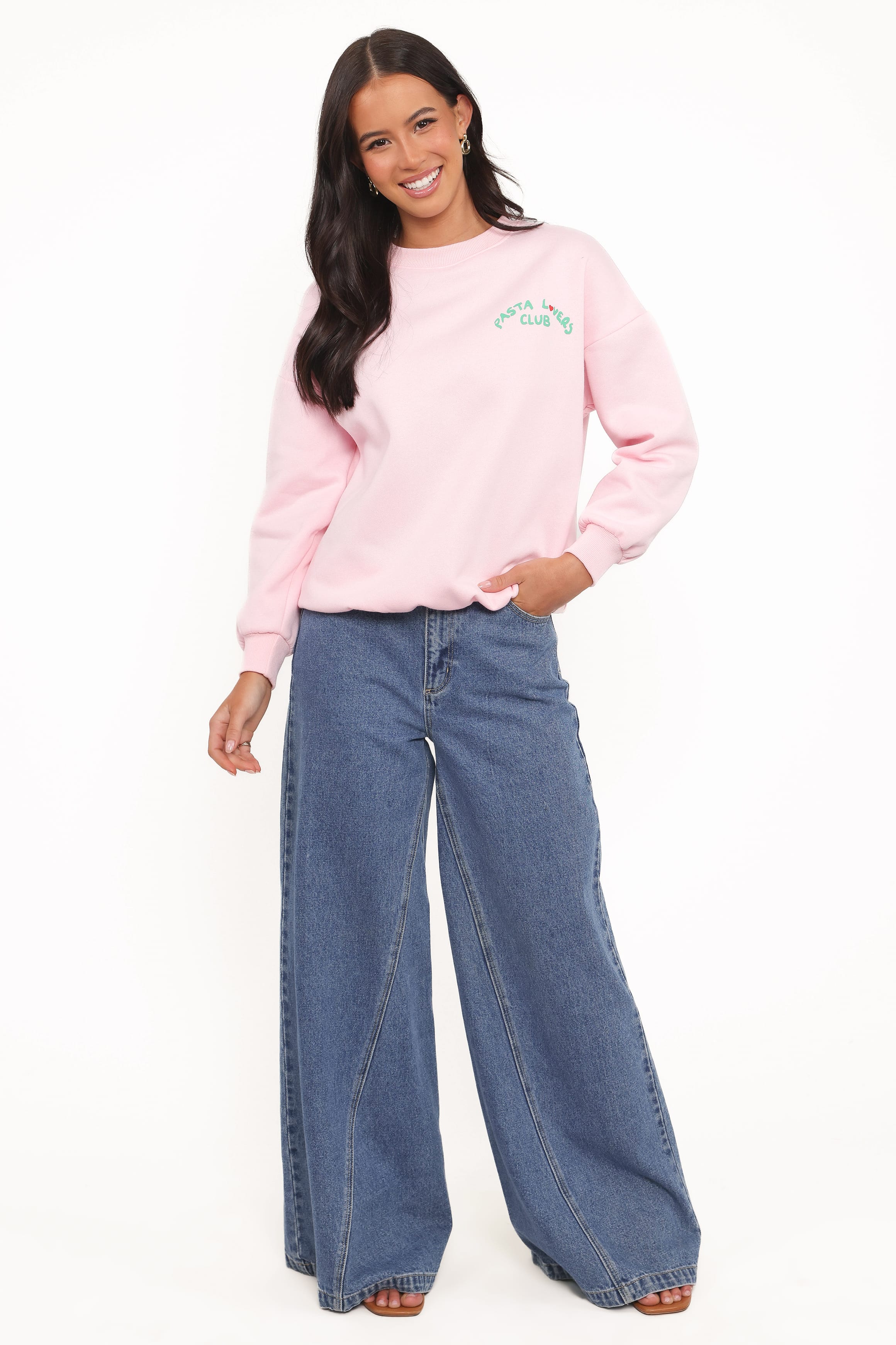 OUTERWEAR Pasta Lovers Club Graphic Sweater - Pink