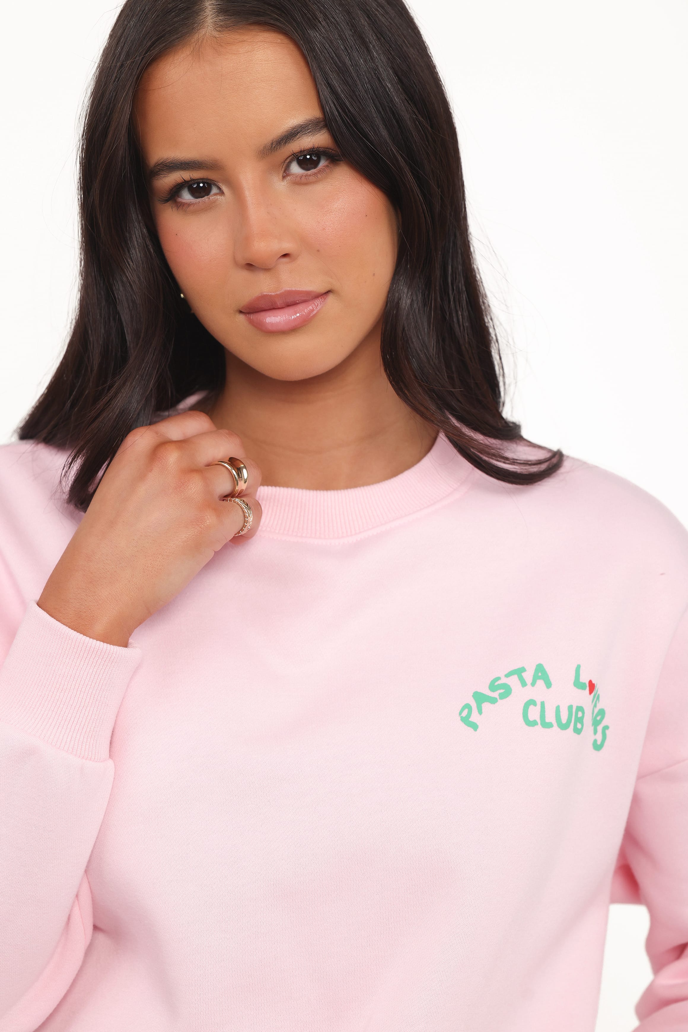 OUTERWEAR Pasta Lovers Club Graphic Sweater - Pink