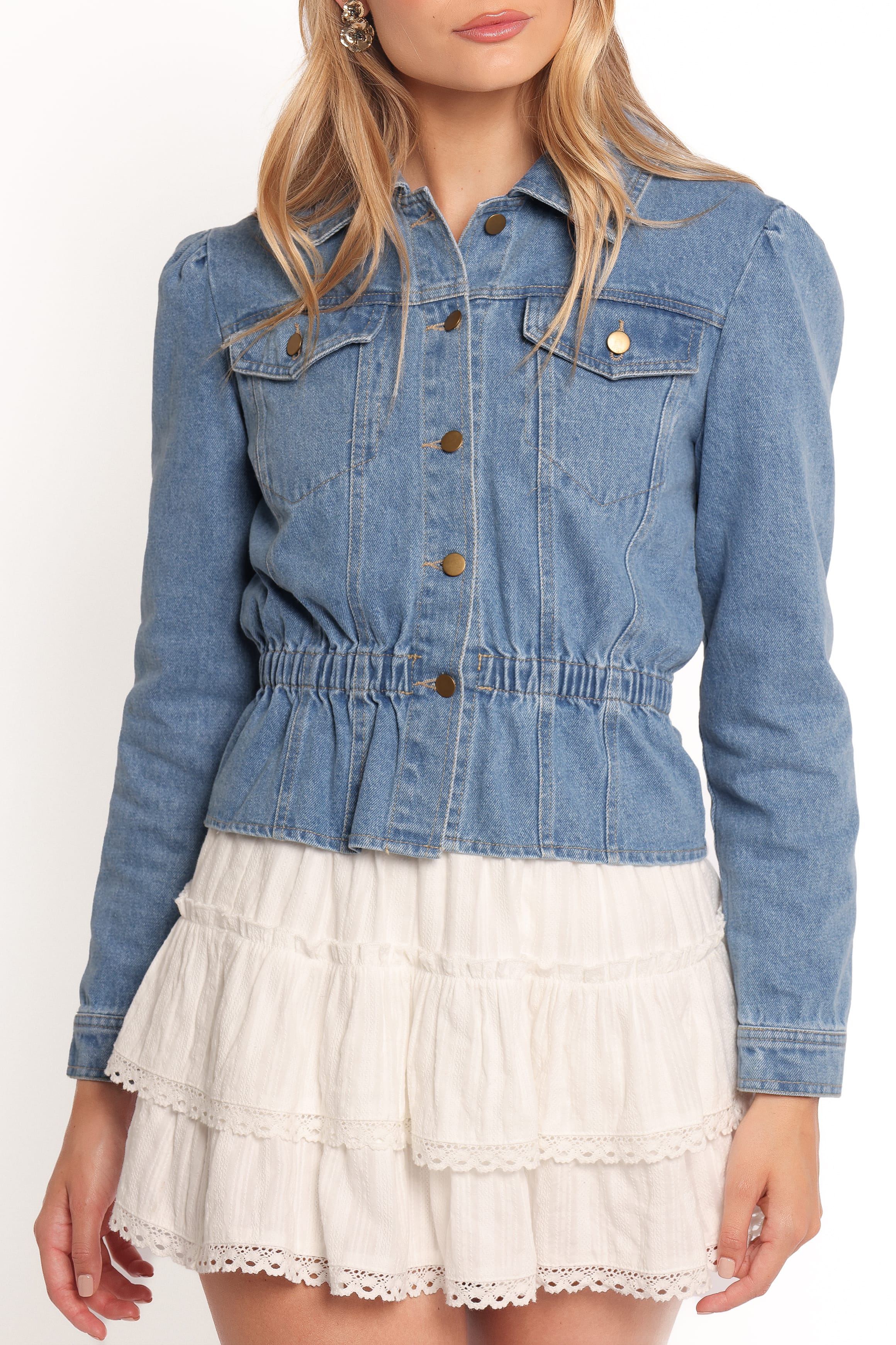 OUTERWEAR Raine Peplum Denim Jacket - Denim