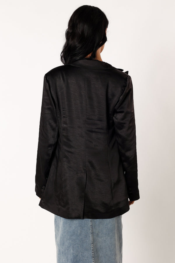 OUTERWEAR @Regina Satin Blazer - Black