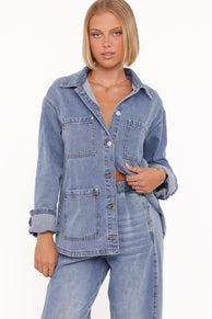 OUTERWEAR Remy Denim Utility Jacket - Medium Wash