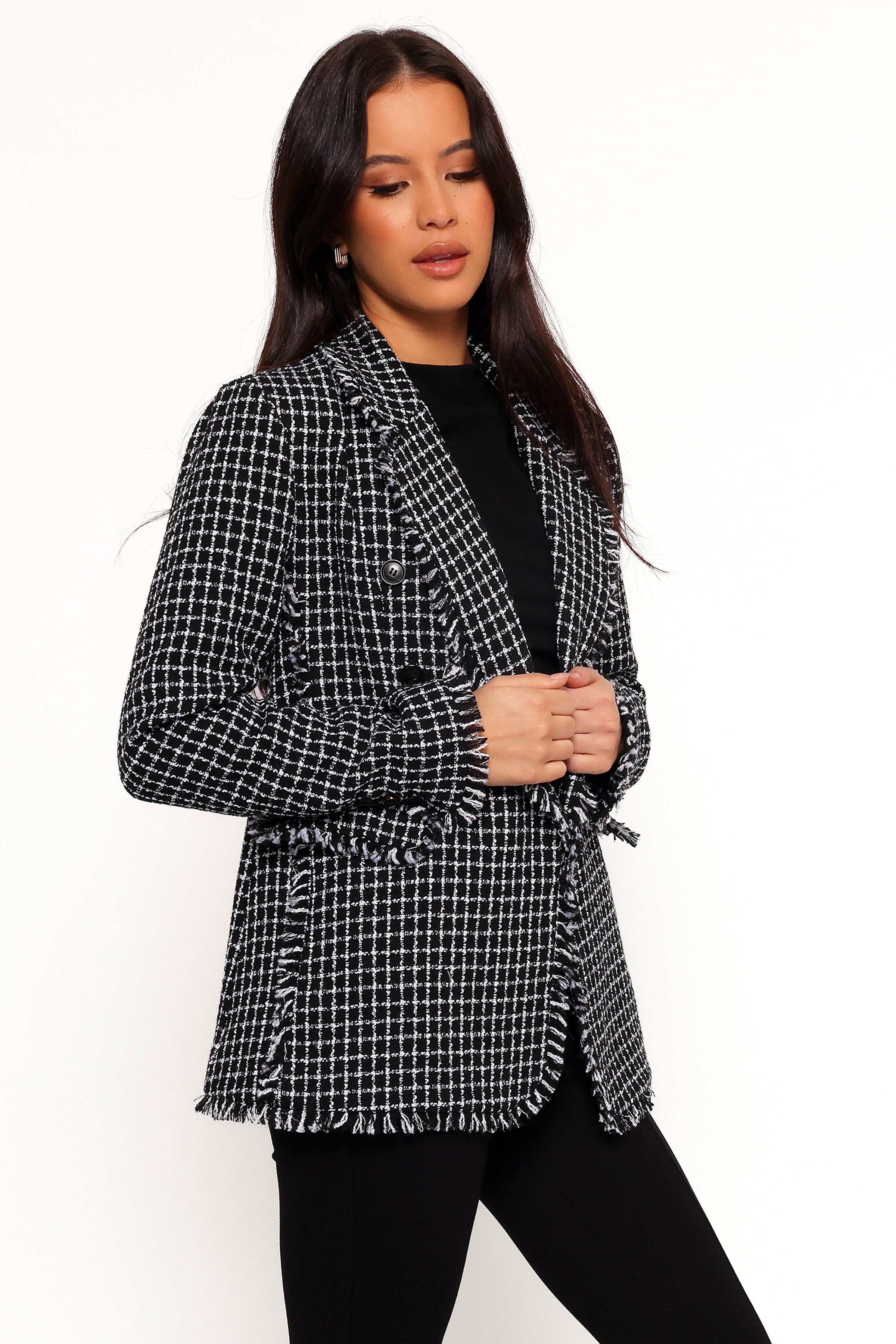 OUTERWEAR Rocco Hem Blazer - Black/White