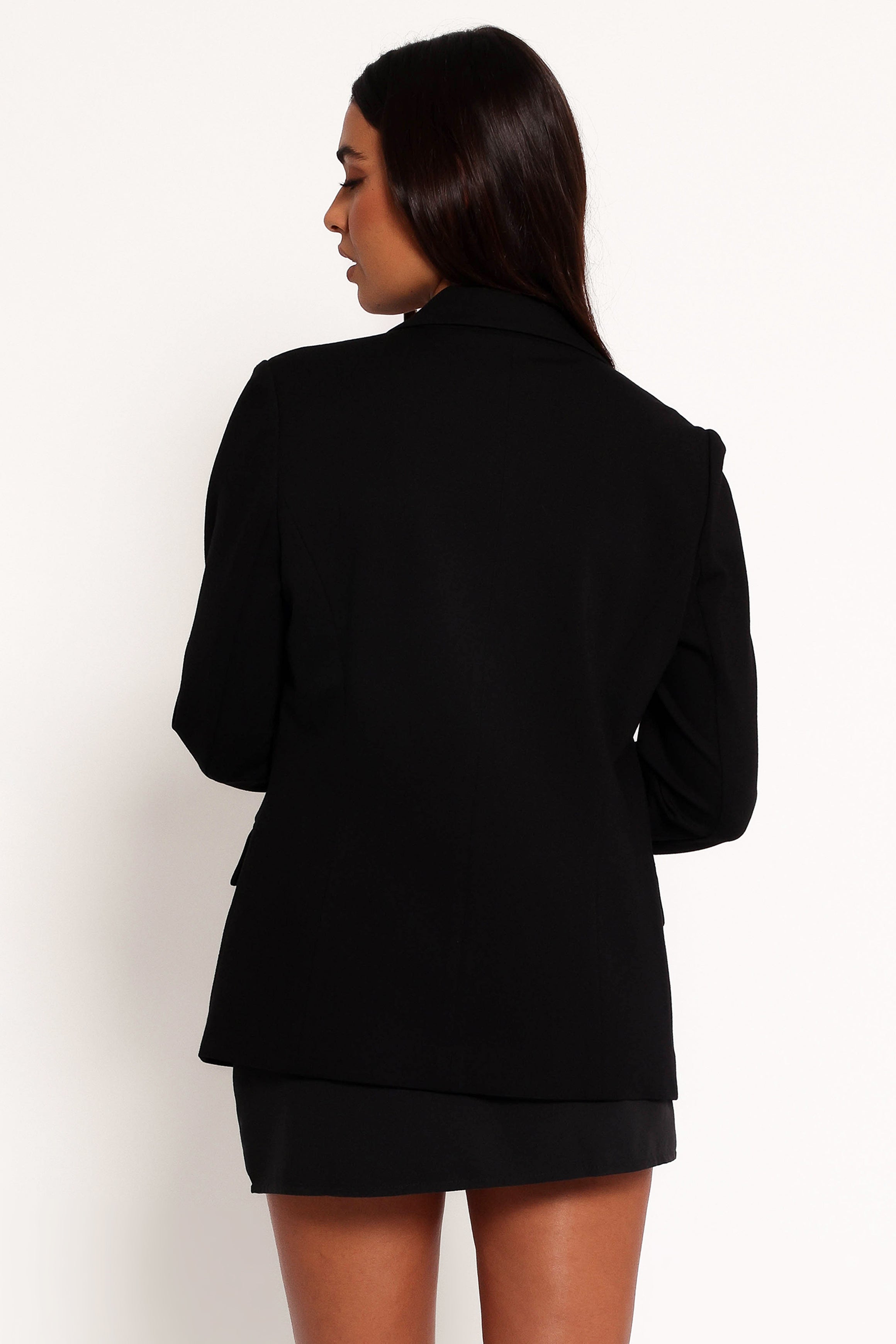OUTERWEAR Ronny Open Front Knit Blazer - Black