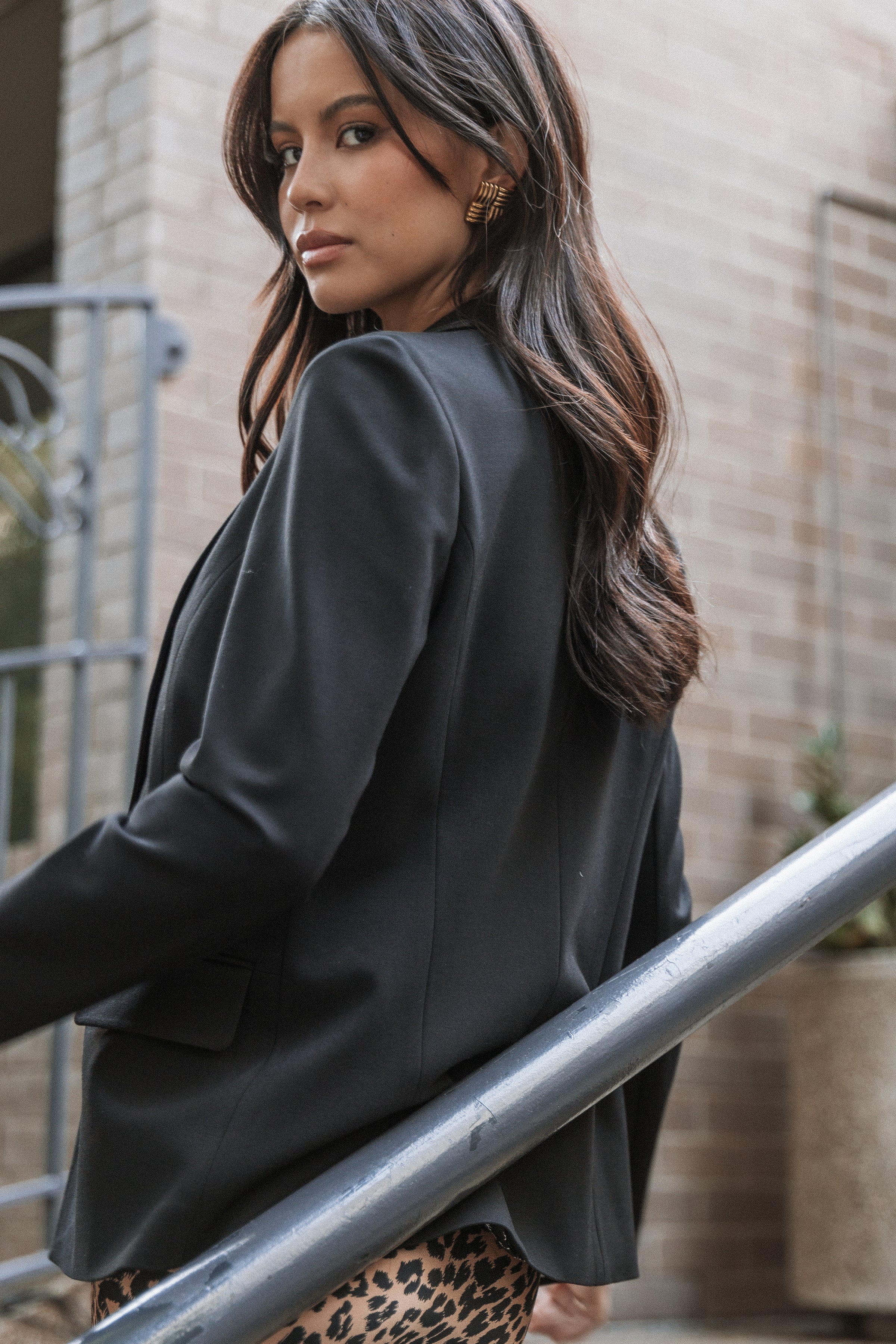 OUTERWEAR Ronny Open Front Knit Blazer - Black