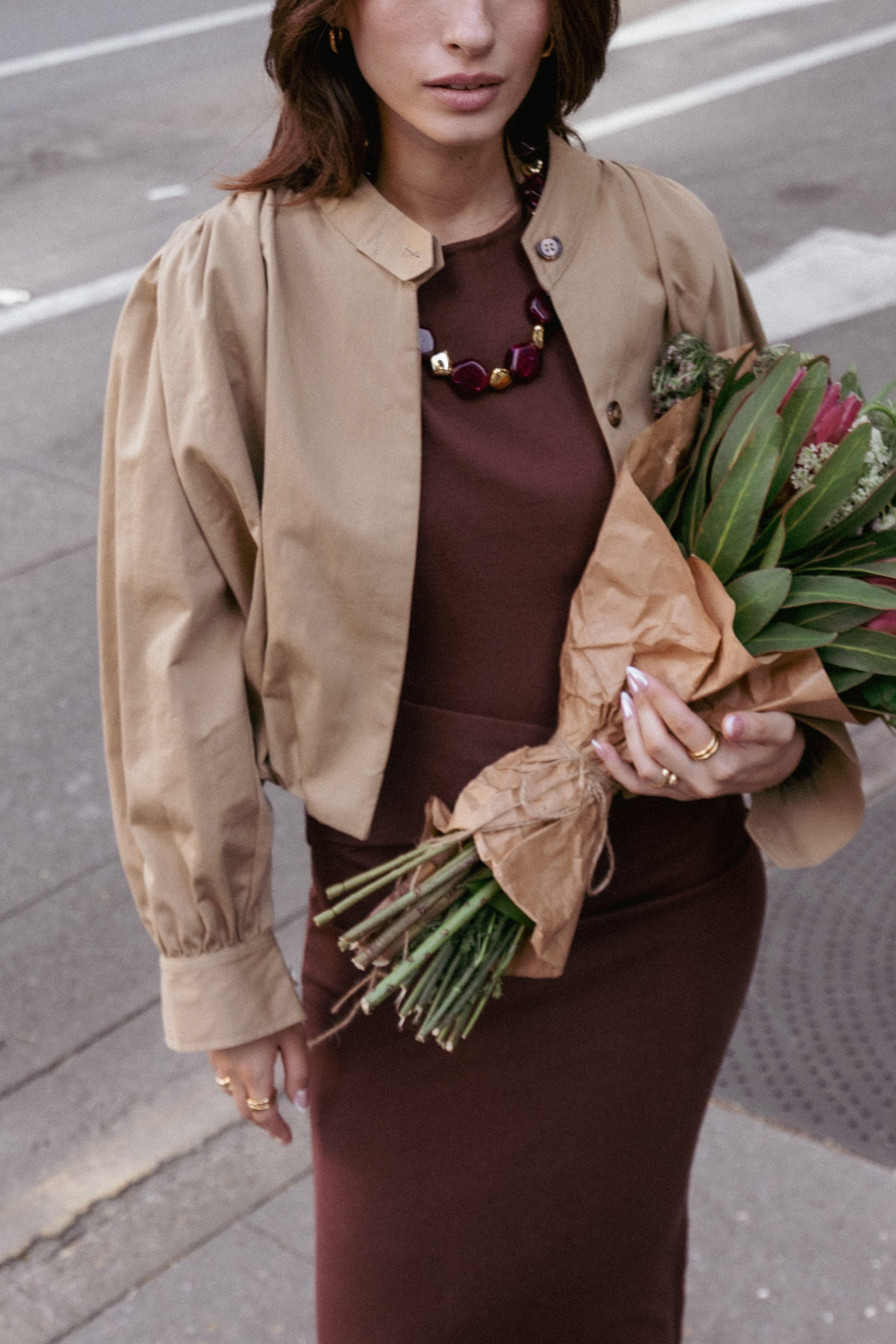 OUTERWEAR Rory Bubble Hem Jacket - Khaki