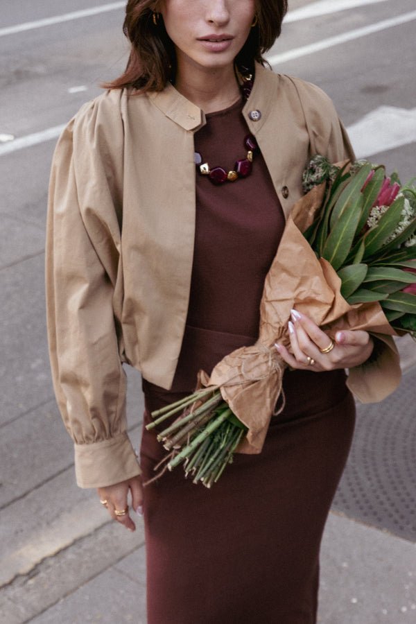 OUTERWEAR Rory Bubble Hem Jacket - Khaki
