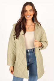 OUTERWEAR @Sally Quilted Jacket - Green (waiting on bulk)