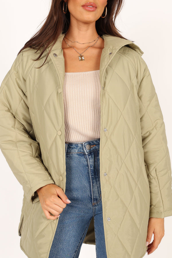 OUTERWEAR @Sally Quilted Jacket - Green (waiting on bulk)