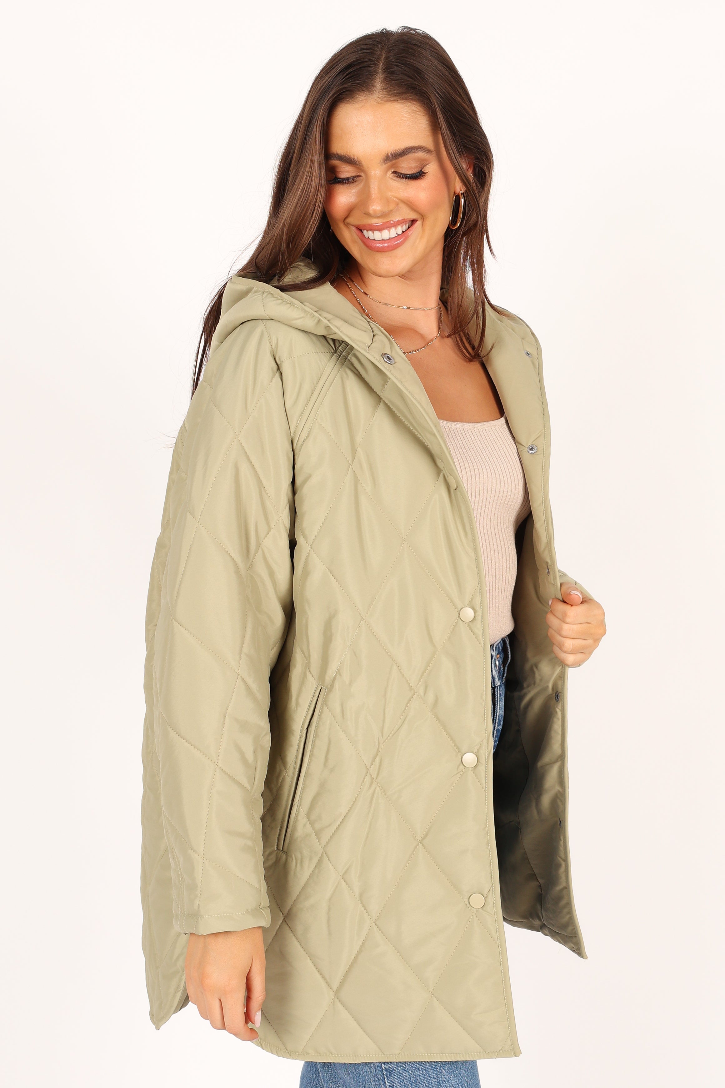 OUTERWEAR @Sally Quilted Jacket - Green (waiting on bulk)