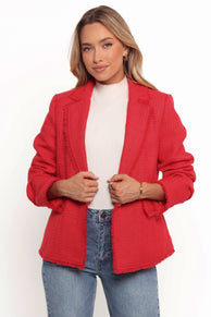 OUTERWEAR Simona Single Button Twill Blazer - Red