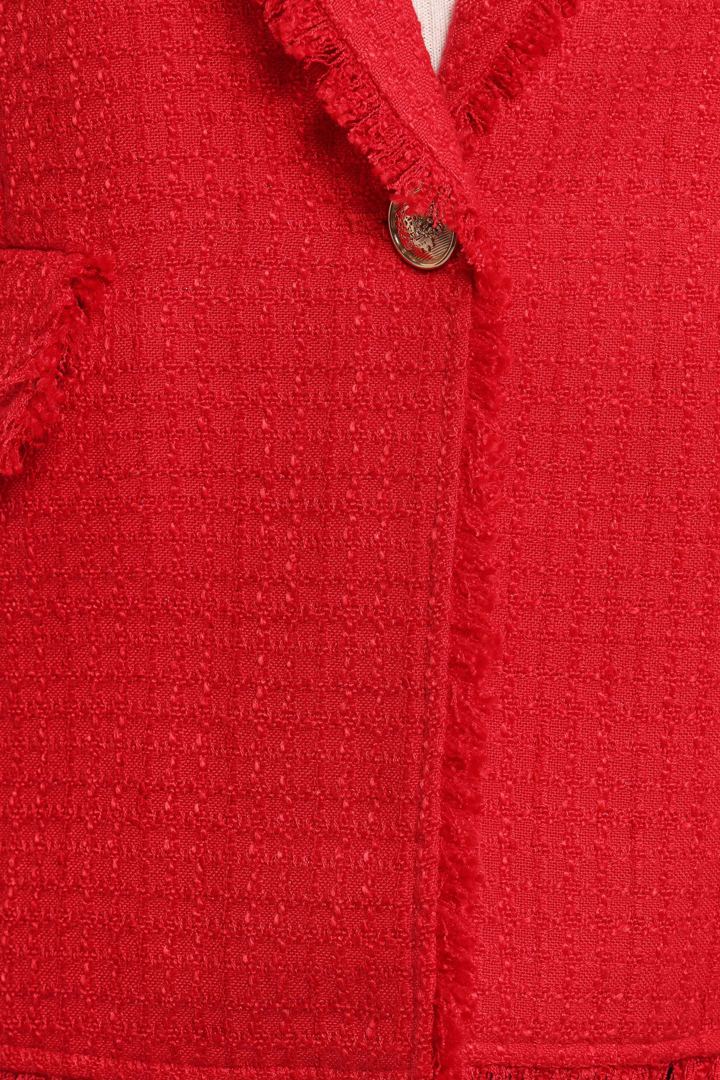 OUTERWEAR Simona Single Button Twill Blazer - Red