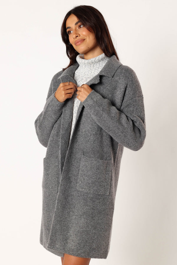 OUTERWEAR @Skylar Open Front Coatigan - Grey