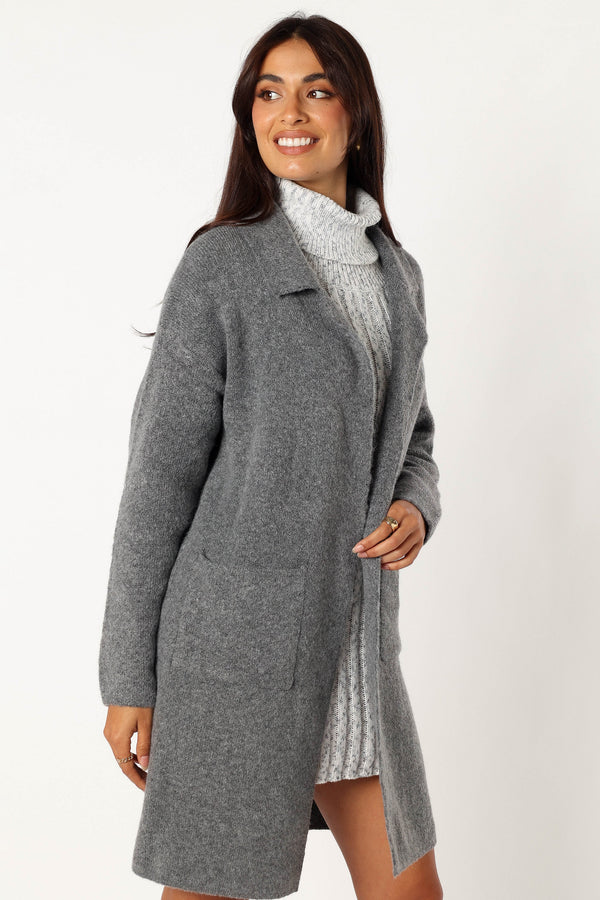 OUTERWEAR @Skylar Open Front Coatigan - Grey