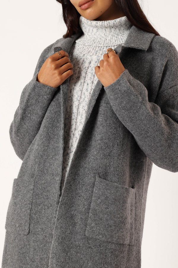 OUTERWEAR @Skylar Open Front Coatigan - Grey