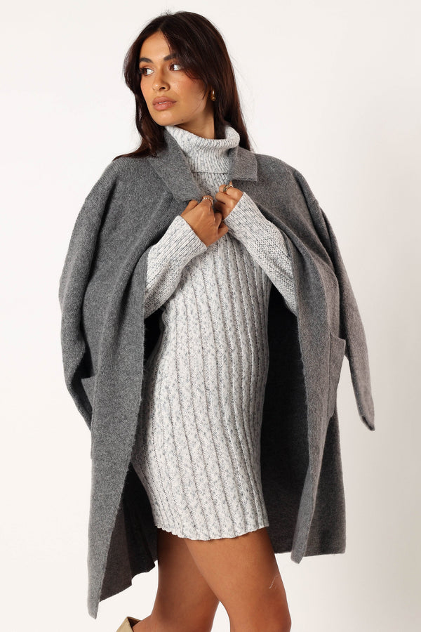 OUTERWEAR @Skylar Open Front Coatigan - Grey